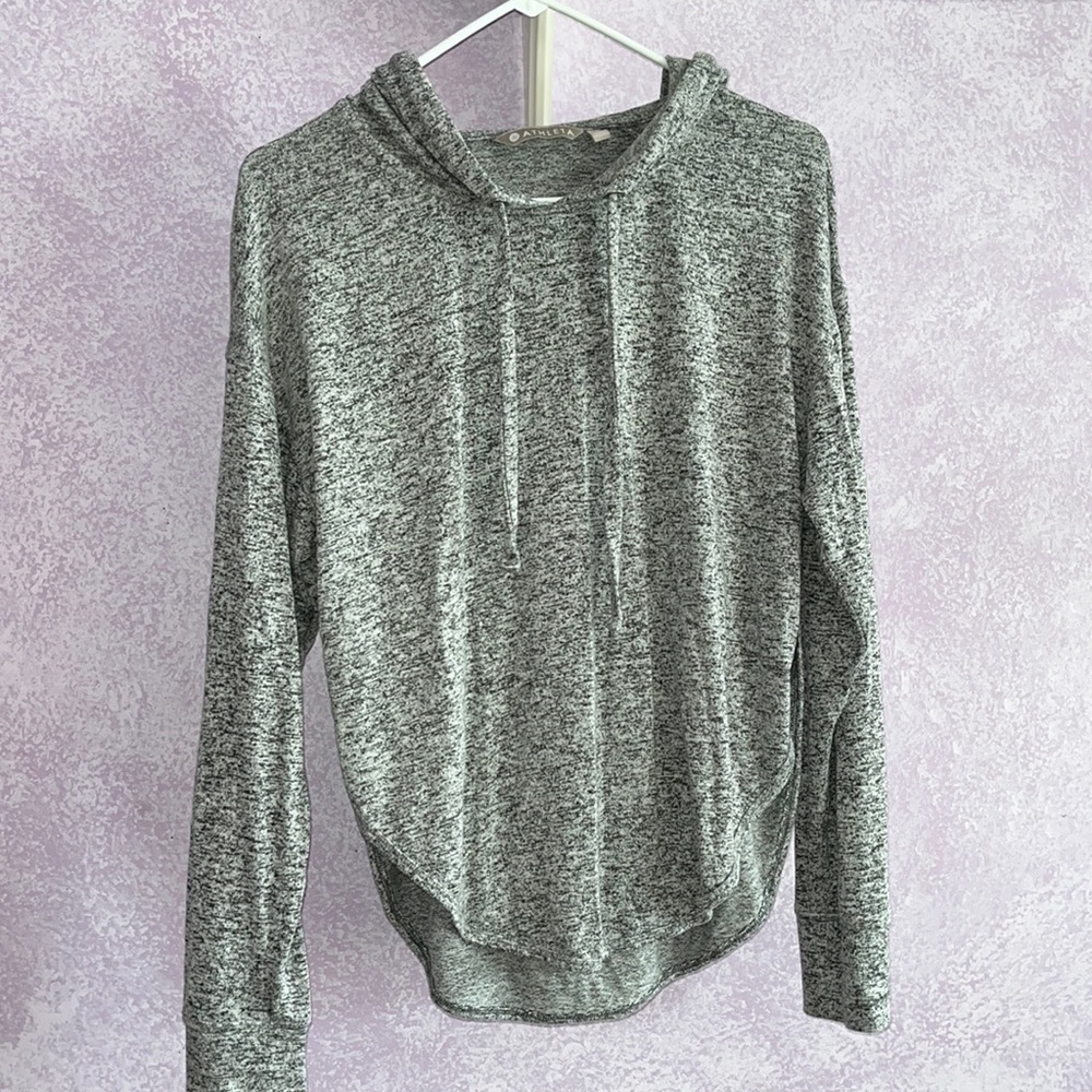 Athleta heather gray hoodie open racer back hi-low hem